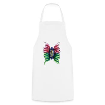 Butterfly Vulva - Kochschürze - Weiß - Vorne - AI Model Male 185 dark (185cm)