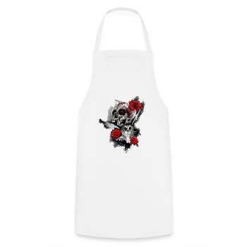 Schädel Tattoo Style - Limited Edition - Kochschürze - Weiß - Vorne - AI Model Male 185 dark (185cm)