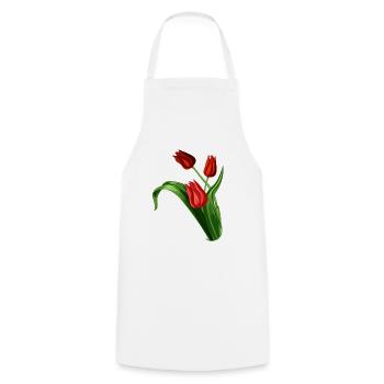 Illustration élégante de tulipes rouges - Tablier de cuisine - blanc - Devant - AI Model Male 185 dark (185cm)