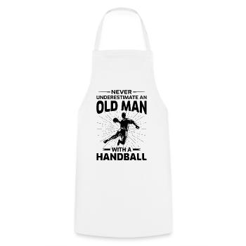 Old Man Handball Player Handballer Dad Grandpa - Cooking Apron - white - Front - AI Model Male 185 dark (185cm)