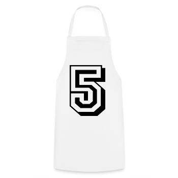 5 five number birthday black - Cooking Apron - white - Front - AI Model Male 185 dark (185cm)