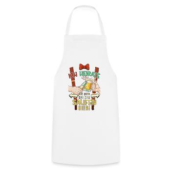JGA Junggesellenabschied Bier Saufen Lustig Spruch - Kochschürze - Weiß - Vorne - AI Model Male 185 dark (185cm)