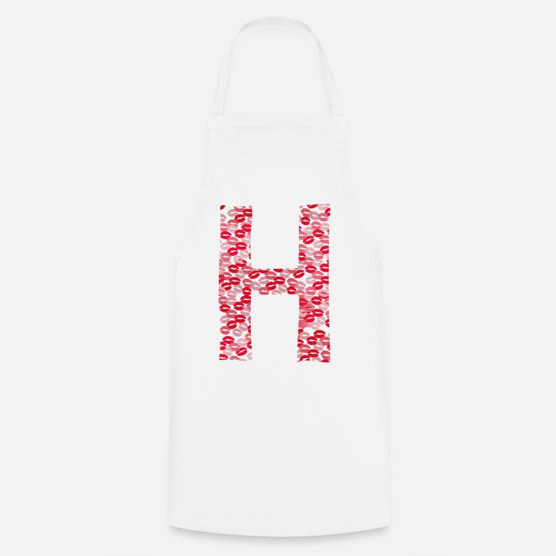 Lettre H - tshirt bisous - Tablier de cuisine - blanc