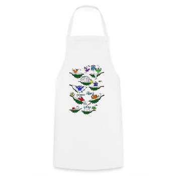 Colorful birds on branches in winter - Cooking Apron - white - Front - AI Model Male 185 dark (185cm)
