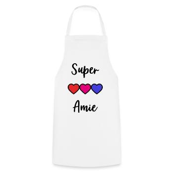 SUPER AMIE - Tablier de cuisine - blanc - Devant - AI Model Male 185 dark (185cm)