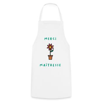 MERCI. MAÎTRESSE. MAÎTRE. MERCI MAÎTRESSE - Tablier de cuisine - blanc - Devant - AI Model Male 185 dark (185cm)
