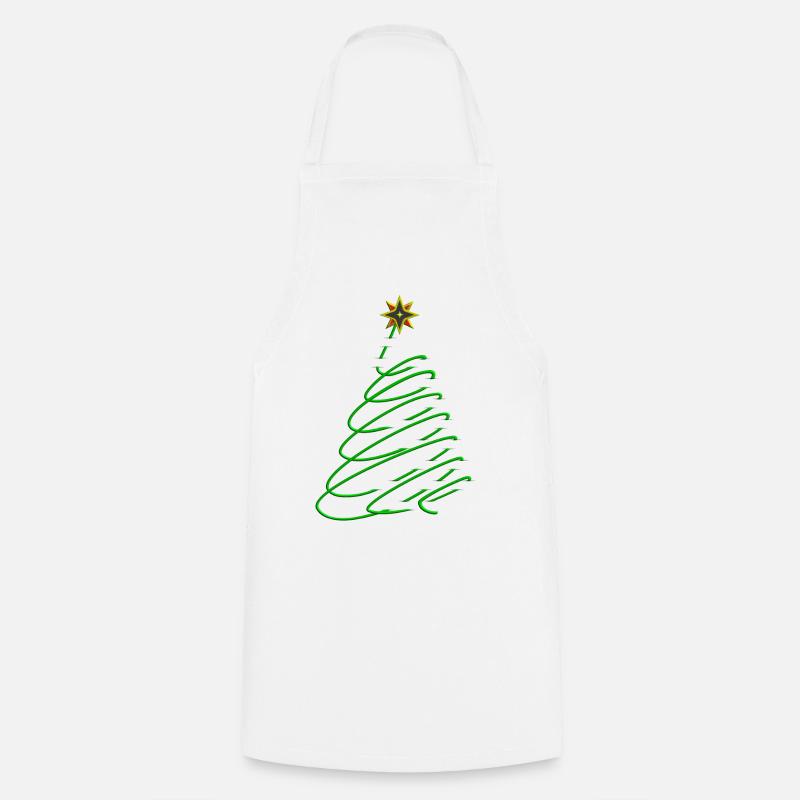 Spirale d’arbre de Noël avec étoile - Tablier de cuisine - blanc