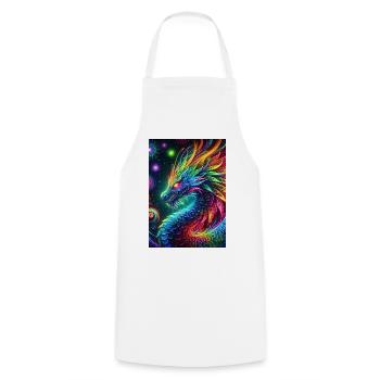 Vibrant Neon Dragon - Mesmerizing Fantasy Art - Cooking Apron - white - Front - AI Model Male 185 dark (185cm)