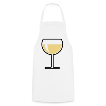 Verre à vin blanc rond (Vin blanc / Vin / 2C) - Tablier de cuisine - blanc - Devant - AI Model Male 185 dark (185cm)