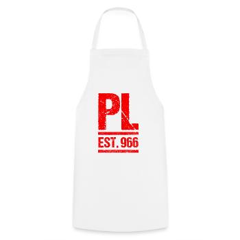 PL EST. 966 [ED] POLEN, Polen - Kochschürze - Weiß - Vorne - AI Model Male 185 dark (185cm)
