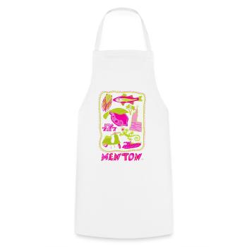 Menton Pop art -Illustration colorée estivale - Tablier de cuisine - blanc - Devant - AI Model Male 185 dark (185cm)