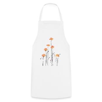 Watercolor Poppies Illustration - Cooking Apron - white - Front - AI Model Male 185 dark (185cm)
