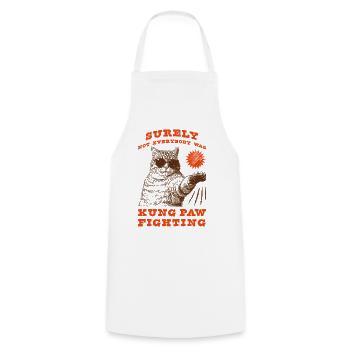 Kung Paw Fighting Funny Chonky Cat - Cooking Apron - white - Front - AI Model Male 185 dark (185cm)