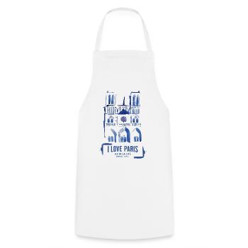Kathedrale Notre Dame in blauer Aquatinta - Kochschürze - Weiß - Vorne - AI Model Male 185 dark (185cm)