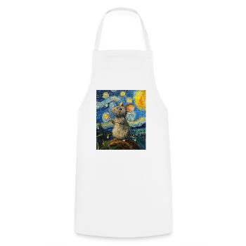 Souris mange du fromage Nuit étoilée à la Van Gogh - Tablier de cuisine - blanc - Devant - AI Model Male 185 dark (185cm)