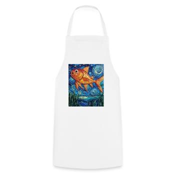 Poisson Rouge Poisson Style Van Gogh - Tablier de cuisine - blanc - Devant - AI Model Male 185 dark (185cm)