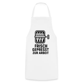 Public transport Freshly squeezed to work - Cooking Apron - white - Front - AI Model Male 185 dark (185cm)