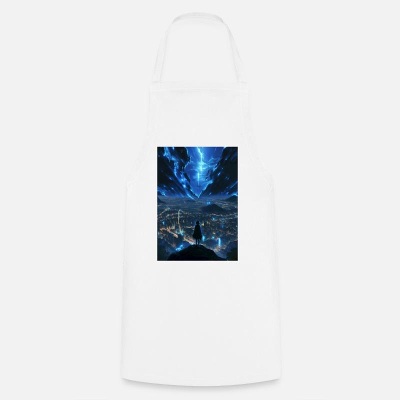 Luminous city under electric sky - Cooking Apron - white
