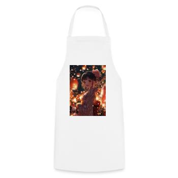 Nuit festival yukata lumineuse - Tablier de cuisine - blanc - Devant - AI Model Male 185 dark (185cm)