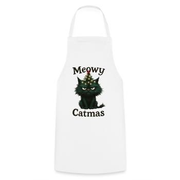Meowy Catmas Grumpy Christmas Cat - Cooking Apron - white - Front - AI Model Male 185 dark (185cm)