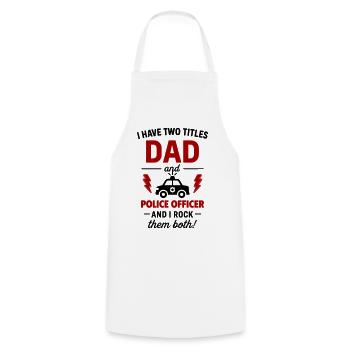 Papa and Policeman – I Rock Both Titles - Cooking Apron - white - Front - AI Model Male 185 dark (185cm)