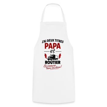 Dad and Truck Driver Gift Idea - Cooking Apron - white - Front - AI Model Male 185 dark (185cm)