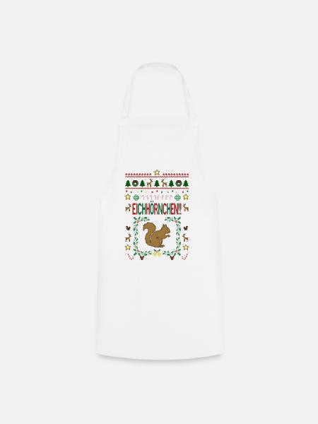 Achtung Eichhörnchen, Christmas, Bescherung - Kochschürze - Weiß