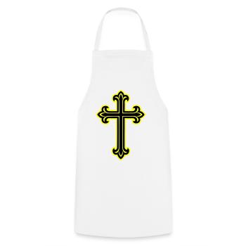 Symbole de croix chrétien - Tablier de cuisine - blanc - Devant - AI Model Male 185 dark (185cm)
