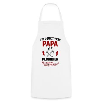 Dad and Plumber Christmas Father's Day Gift Idea - Cooking Apron - white - Front - AI Model Male 185 dark (185cm)