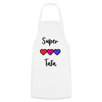 TATA. AUNT. GODMOTHER. MOM. MOTHER-TO-BE. RELATIVE - Cooking Apron - white - Front - AI Model Male 185 dark (185cm)