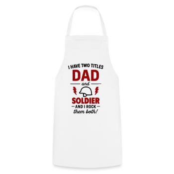 Dad Soldier Gift Father's Day Christmas - Cooking Apron - white - Front - AI Model Male 185 dark (185cm)