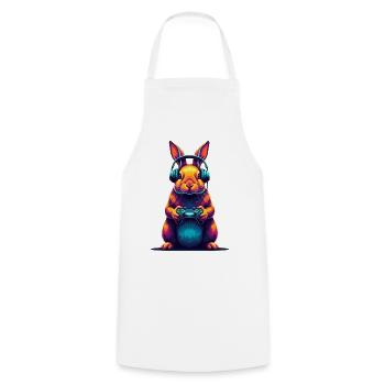 Rabbit Games Animal Video Games Fun - Cooking Apron - white - Front - AI Model Male 185 dark (185cm)