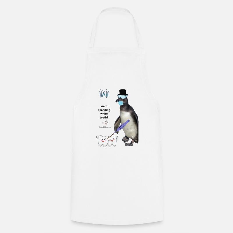 Funny Teeth Cleaning Design for Dental Practice - Cooking Apron - white