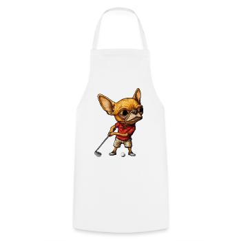 Chihuahua Golfspieler - Kochschürze - Weiß - Vorne - AI Model Male 185 dark (185cm)