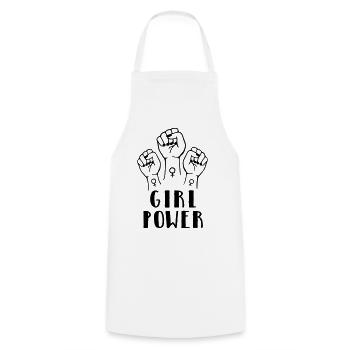 girl power - Cooking Apron - white - Front - AI Model Male 185 dark (185cm)