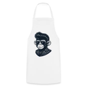 Cool Monkey Chimpanzee Sunglasses Rock and Roll - Cooking Apron - white - Front - AI Model Male 185 dark (185cm)