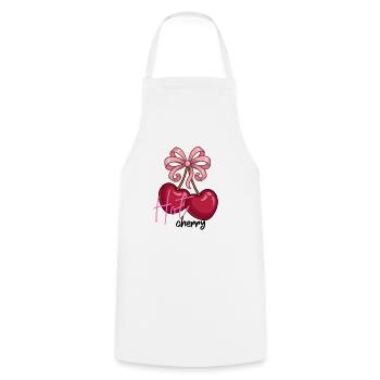 Cherry hearts with bow - Cooking Apron - white - Front - AI Model Male 185 dark (185cm)