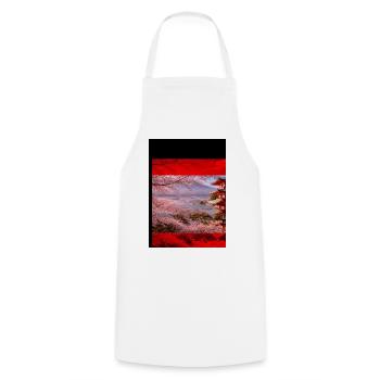 Cherry Blossom Pagoda Scene - Cooking Apron - white - Front - AI Model Male 185 dark (185cm)