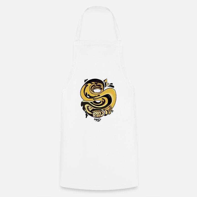 Serpent spiralé doré - Tablier de cuisine - blanc