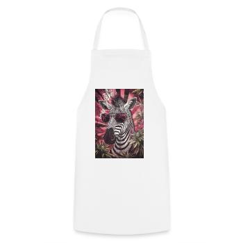 Zèbre avec des lunettes de soleil dans le psychédèle du cannabis - Tablier de cuisine - blanc - Devant - AI Model Male 185 dark (185cm)