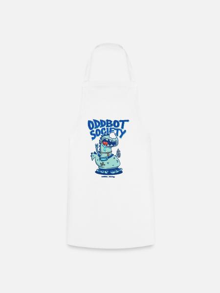ODDBOT-GESELLSCHAFT Dino-Roboter Blau - Kochschürze - Weiß