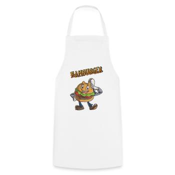 Hamburger - Kochschürze - Weiß - Vorne - AI Model Male 185 dark (185cm)