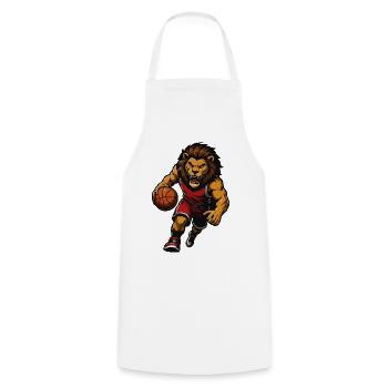 Löwen-Basketball-Maskottchen - Kochschürze - Weiß - Vorne - AI Model Male 185 dark (185cm)