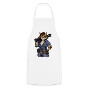Chatte cyper tachetée Ellen - Tablier de cuisine - blanc - Devant - AI Model Male 185 dark (185cm)