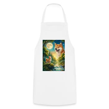 Hurler à la Lune Chien Mème Shiba Inu - Tablier de cuisine - blanc - Devant - AI Model Male 185 dark (185cm)