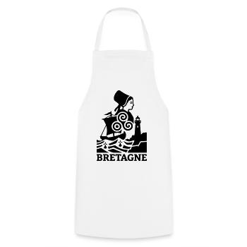 Bretagne – Traditionell Keltisch - Kochschürze - Weiß - Vorne - AI Model Male 185 dark (185cm)