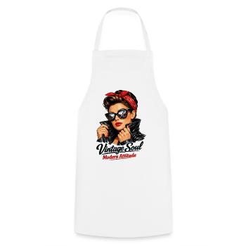Vintage Soul Modern Attitude – Cool Pin-Up - Cooking Apron - white - Front - AI Model Male 185 dark (185cm)