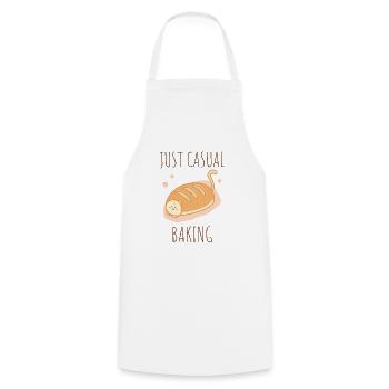 Kotek - just casual baking - Cooking Apron - white - Front - AI Model Male 185 dark (185cm)