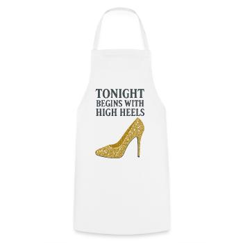 Glitzer High Heels – Tonight begins with... - Kochschürze - Weiß - Vorne - AI Model Male 185 dark (185cm)