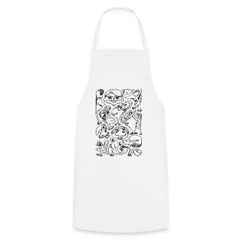 Cartoon Faces - Cooking Apron - white - Front - AI Model Male 185 dark (185cm)